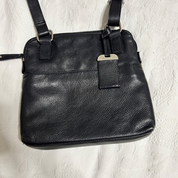 Daniel Leather Pebbled Black Crossbody Purse Multi Pocket Adjustable Strap - Picture 9 of 16